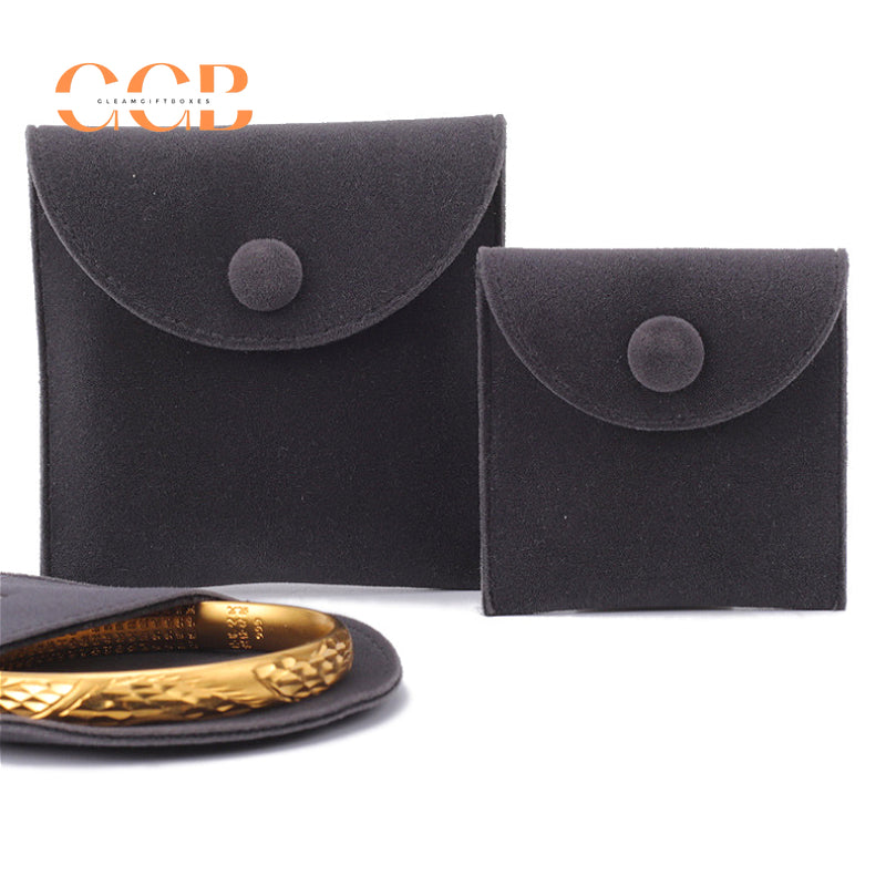 10pcs Velvet Jewelry Pouches with Snap Button, Custom Logo Bags