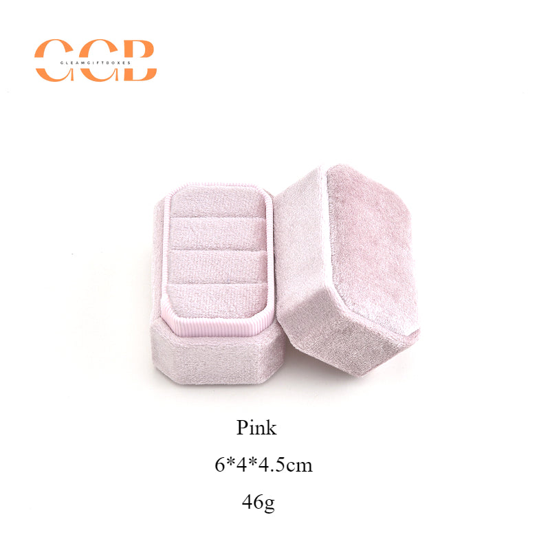 Portable eight-sided velvet jewelry storage box set