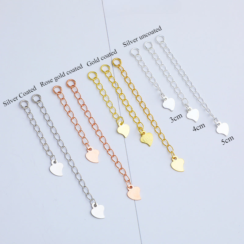 10pcs 3-5cm S925 Sterling Silver Heart Extension Chain