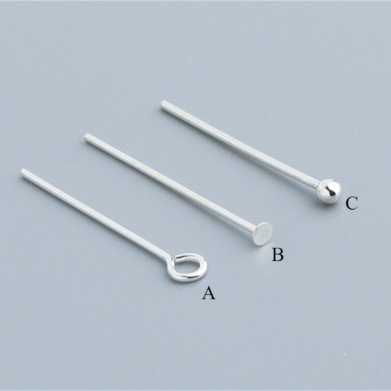 20pcs 15-40mm S925 Sterling Silver Round Head, 9-Shaped, T-Pin Needles