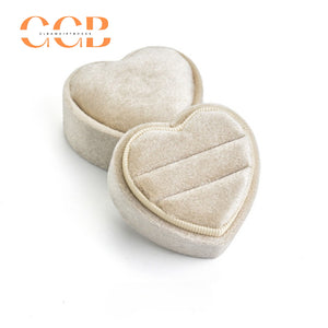 Heart-Shaped Velvet Ring Box, Single or Double Slot Jewellery Box for Engagement & Wedding Rings, Romantic Proposal & Bridal Accessory