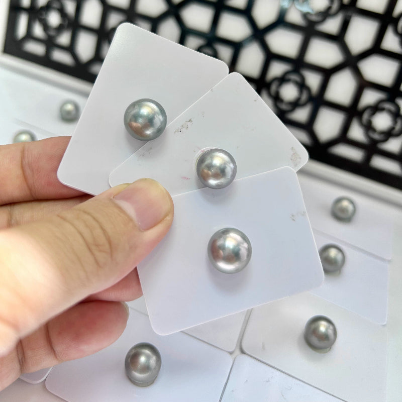 5A 8-13mm Platinum Grey Tahitian Pearl, Natural Saltwater Loose Pearl with Strong Luster, Undrilled Half Drilled 1mm or Fully Drilled 0.7mm