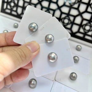 5A 8-13mm Platinum Grey Tahitian Pearl, Natural Saltwater Loose Pearl with Strong Luster, Undrilled Half Drilled 1mm or Fully Drilled 0.7mm