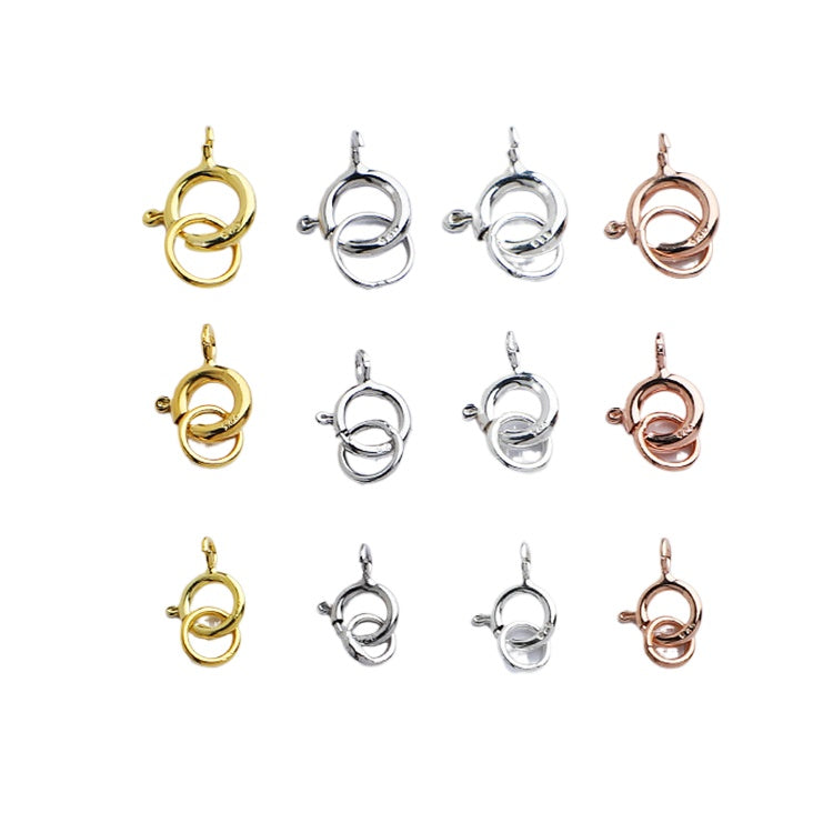 5mm 6mm 7mm, 10pcs S925 Sterling Silver Spring Buckle with Closed Ring