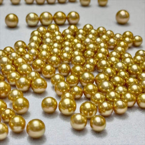 5A 9-15mm Natural Golden South Sea Pearl Bead, Single Undrilled Saltwater Pearl, Round High Luster Luxury Loose Gem for Jewelry Making