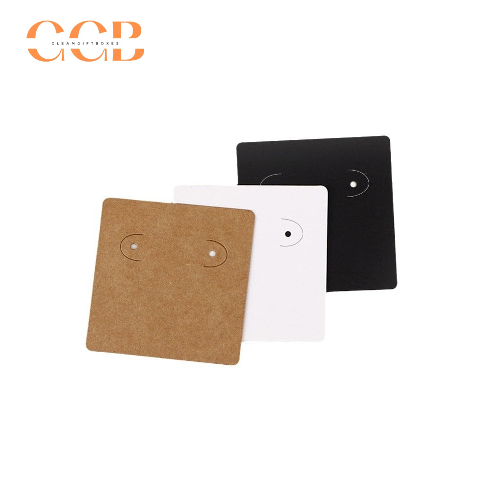 100pcs wholesale 5x5cm earring display cards with two holes for stud hoop jewelry black white paper cards small jewelry packaging