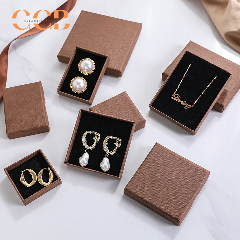 10pcs vintage brown slim jewelry box for rings earrings necklace, multi color jewelry gift boxes for packaging, custom logo available