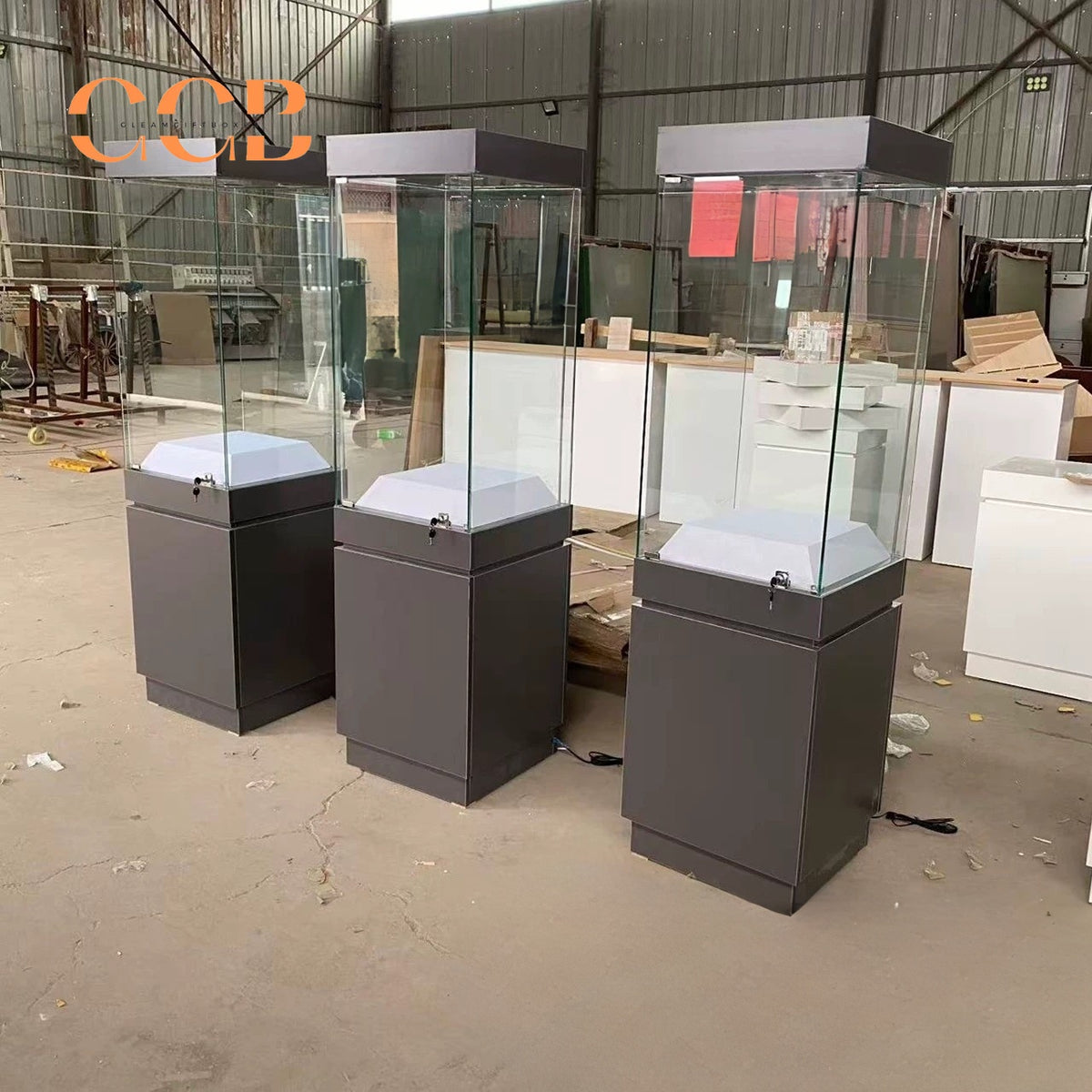Glass Display Cabinet with LED Light, Collectibles Display Case, Curio Display Cabinet, Lockable Showcase, Retail Display