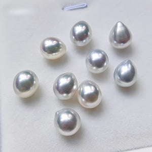 5A 8-13mm Australian White South Sea Pearl, Drop Shape High Luster Silky Surface Single Pearl for Earrings or Pendants, Pearl Wholesale