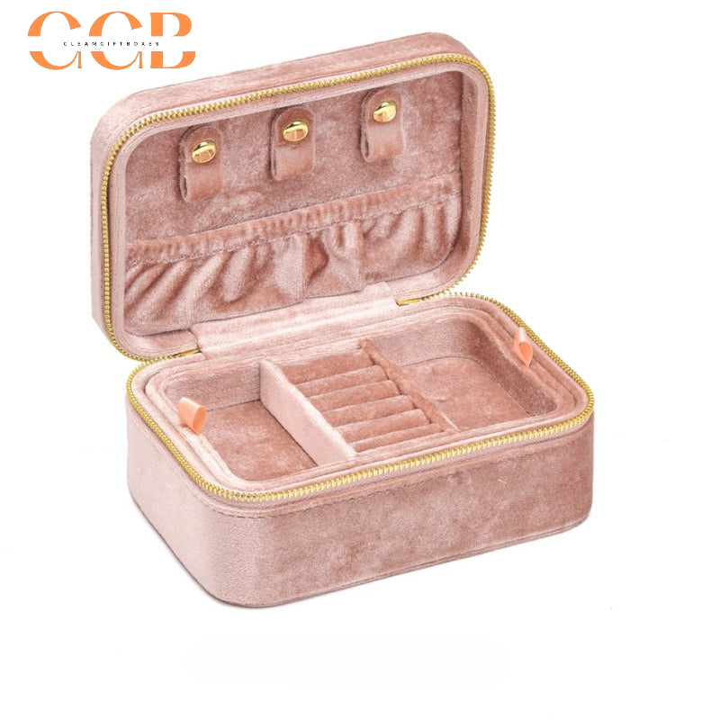 Velvet Travel Jewelry Case, Portable Zipper Organizer for Rings, Earrings & Necklaces, Bridesmaid Gift, Travel Accessory