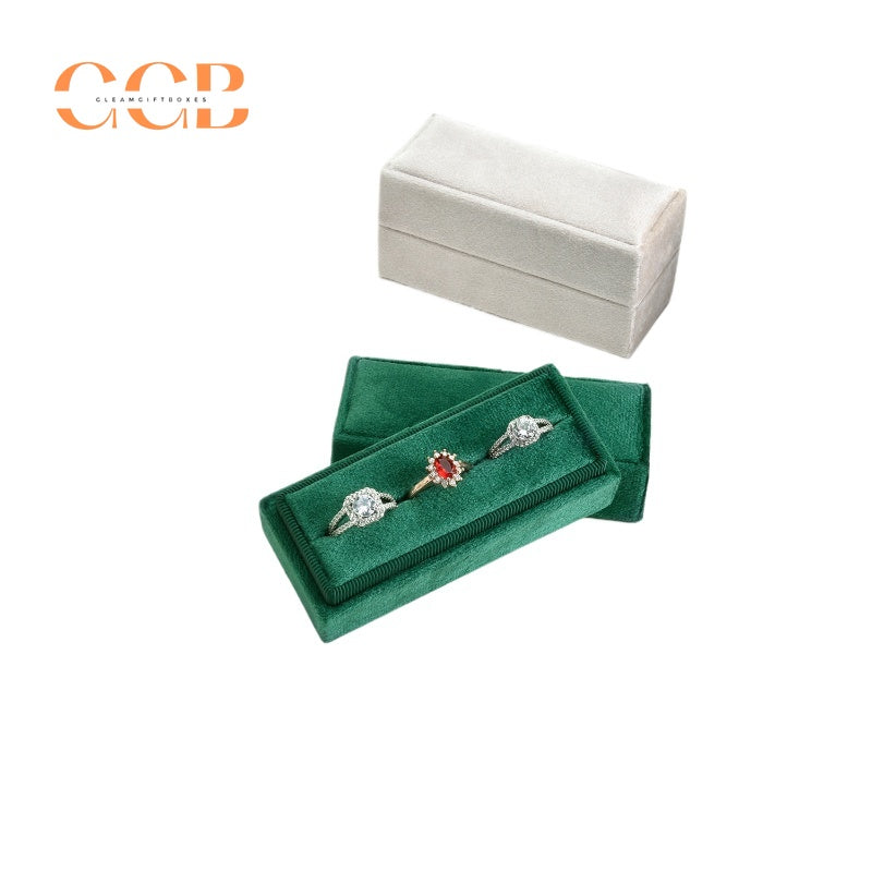 Mini rectangular velvet jewelry ring box