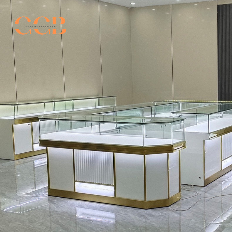 Luxury Glass Jewelry Display Cabinet, Floor Standing Storage with Drawers, Showcase for Jewelry Stores