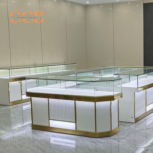 Luxury Glass Jewelry Display Cabinet, Floor Standing Storage with Drawers, Showcase for Jewelry Stores
