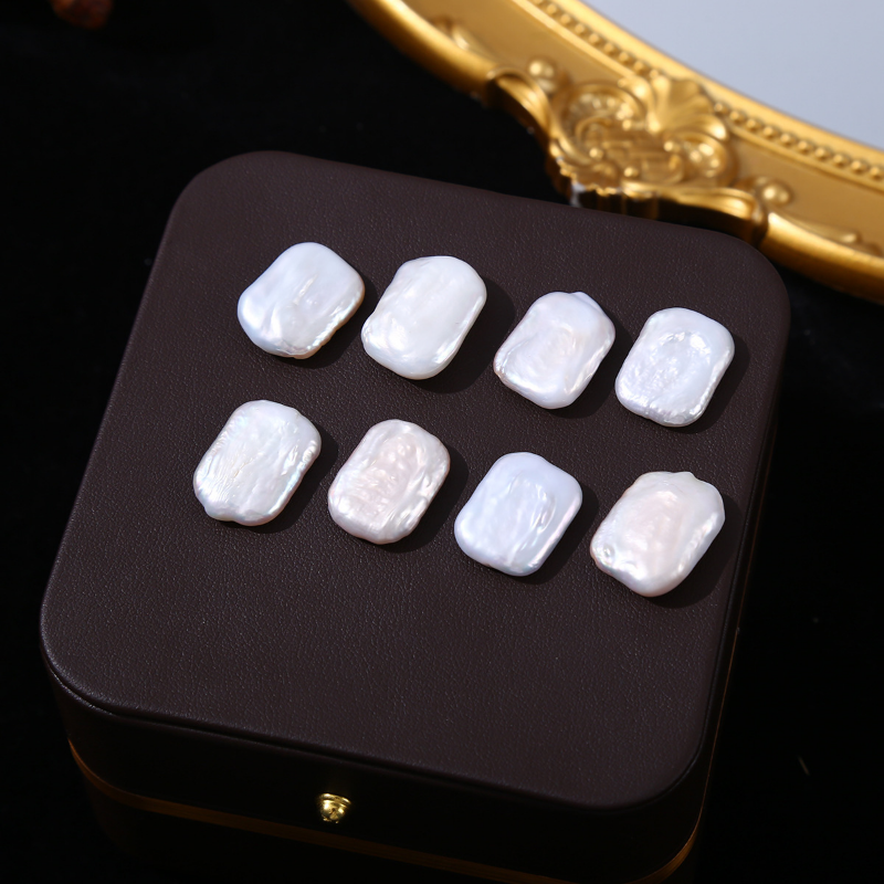 4A 1Pc Undrilled Rectangular Freshwater Baroque Pearl Bead 14×19mm, Natural White Irregular Pearl, DIY Jewelry Making Supplies Wholesale