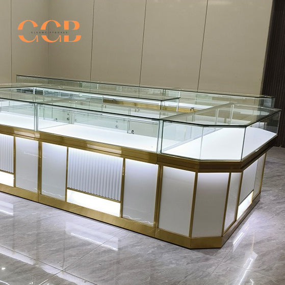 Luxury Glass Jewelry Display Cabinet, Floor Standing Storage with Drawers, Showcase for Jewelry Stores