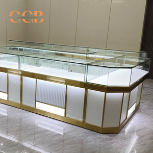 Luxury Glass Jewelry Display Cabinet, Floor Standing Storage with Drawers, Showcase for Jewelry Stores