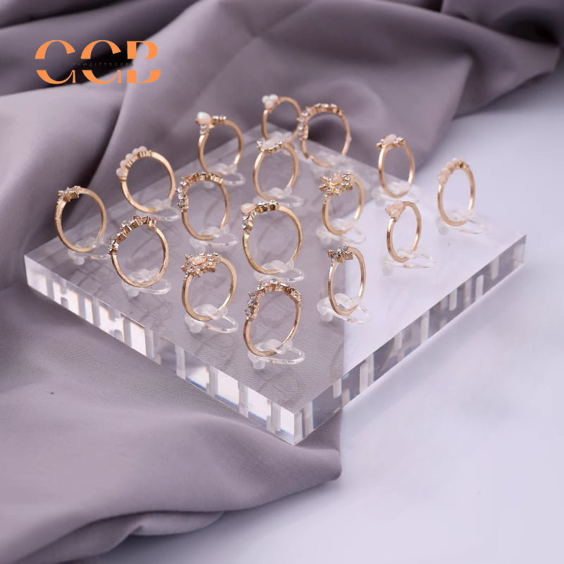 White Acrylic Ring Display Stand, Minimalist Jewelry Holder