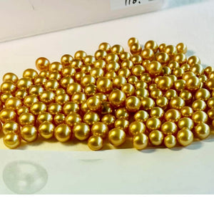 5A 9-15mm Natural Golden South Sea Pearl Bead, Single Undrilled Saltwater Pearl, Round High Luster Luxury Loose Gem for Jewelry Making