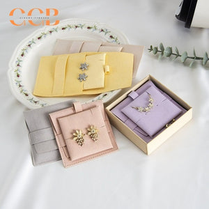 20pcs 12 color jewelry pouch set 8x8cm with 6x6cm holder, multi color suede jewelry packaging for earrings rings necklaces