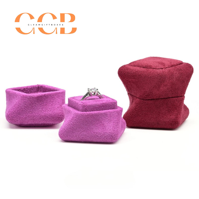 Velvet Ring Box Wedding Proposal Ring Holder Luxury Jewelry Gift Box Vintage Engagement Ring Case Travel Ring Box