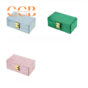 Velvet Jewelry Box with Lock, Multi-Compartment Organizer with Earring Hooks, Ring Slots & Necklace Pouch, Vanity & Travel Storage