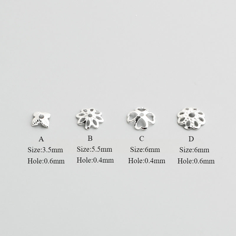 S925 Sterling Silver Flower Bead Caps for DIY Crystal Bracelets
