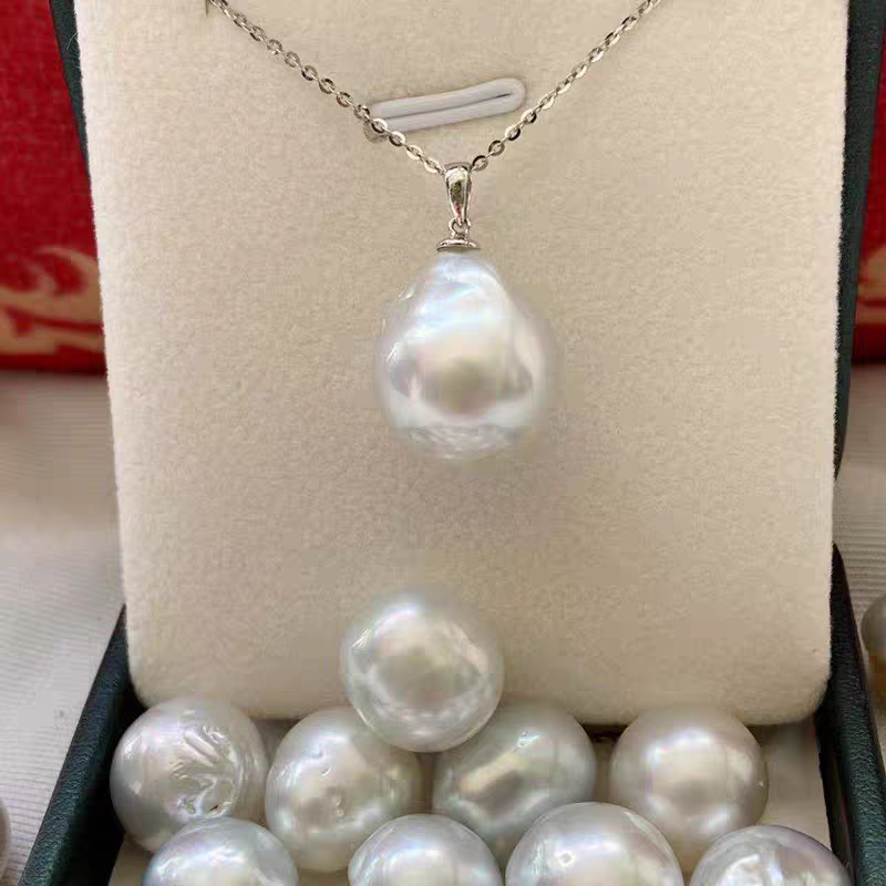 4A 9-15mm Australian White South Sea Baroque Pearl, Near Round Loose Pearl with Strong Luster, Undrilled Half Drilled 1mm or Fully Drilled 0.7mm