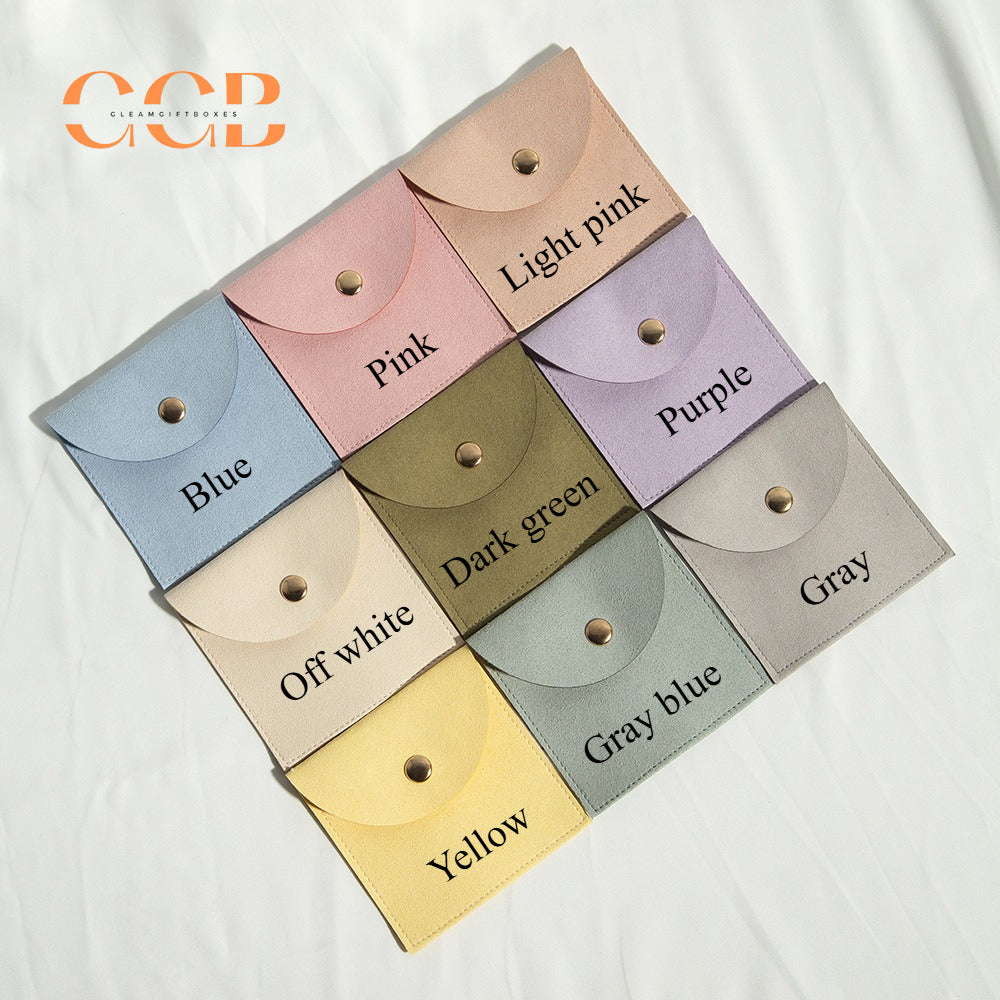20pcs 9 color jewelry pouch set, 8x8cm suede snap button pouch for rings earrings necklaces, multi color jewelry packaging bags