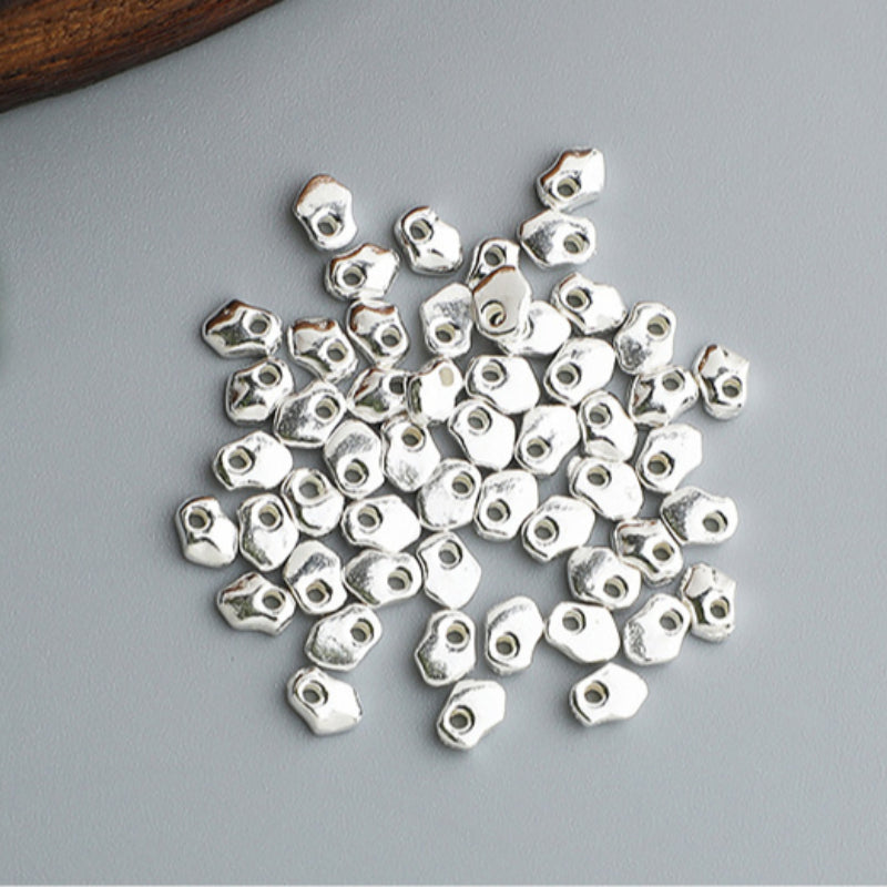 3,4mm 10pcs S925 Sterling Silver Irregular Spacer Beads