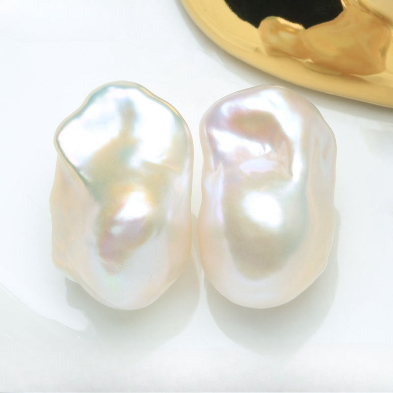 One Pair 4A Flameball Baroque Pearls 12×21mm, Irregular Loose Beads