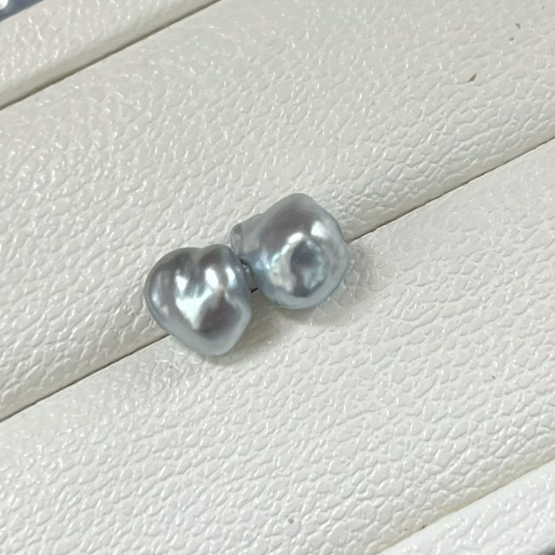 3A 2-12mm Platinum Grey Tahitian Keshi Pearl, Natural Loose Saltwater Pearl with Good Luster, Undrilled Half Drilled 1mm or Fully Drilled 0.7mm