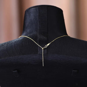 18K Gold Chain Necklace AU750, Adjustable Prime Cross Collarbone Chain Pin Style for Floating Pearl Pendant