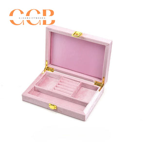 Velvet Jewelry Box with Gold Clasp, Multi-Compartment Organizer for Rings, Earrings & Necklaces, Vanity & Drawer Storage