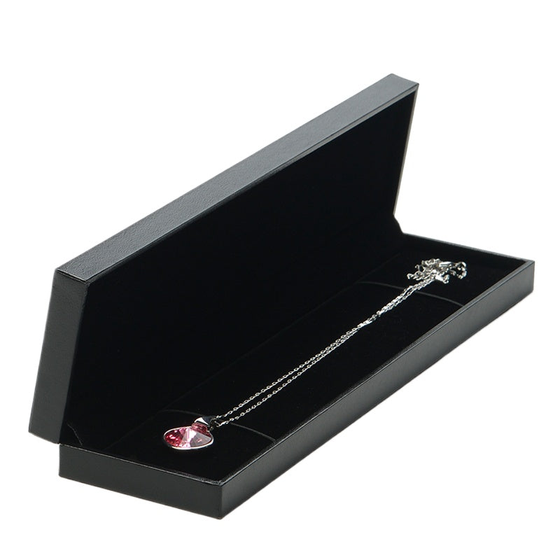 Luxury flip lid jewelry packaging box faux leather paper ring box pendant box bracelet box necklace box long chain box wholesale