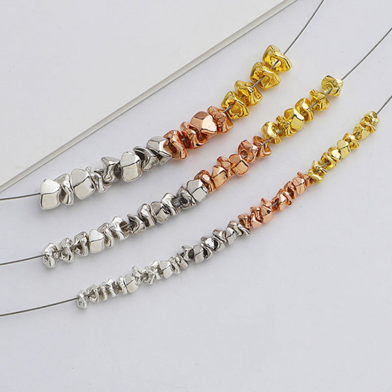 10pcs S925 Silver Irregular Round Spacer Beads