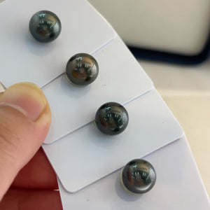 5A 11-14mm Black Tahitian Pearl, Natural Saltwater Loose Pearl with Strong Luster and Minimal Blemish, Round Bead for Fine Jewelry