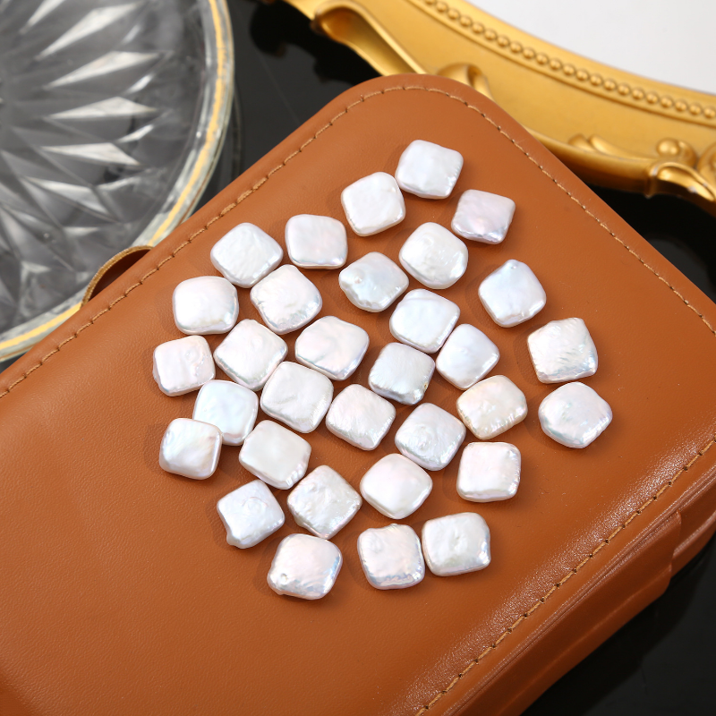 4A Square Baroque Freshwater Pearls Undrilled, Natural White Irregular Shaped Pearls, DIY Jewelry Making Beads, Unique Pearl Wholesale