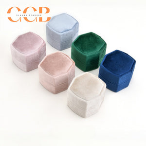 Hexagonal Velvet Ring Box with Lift-Off Lid，Elegant Engagement & Proposal Ring Holder, Wedding Photo Prop, Bridal Gift