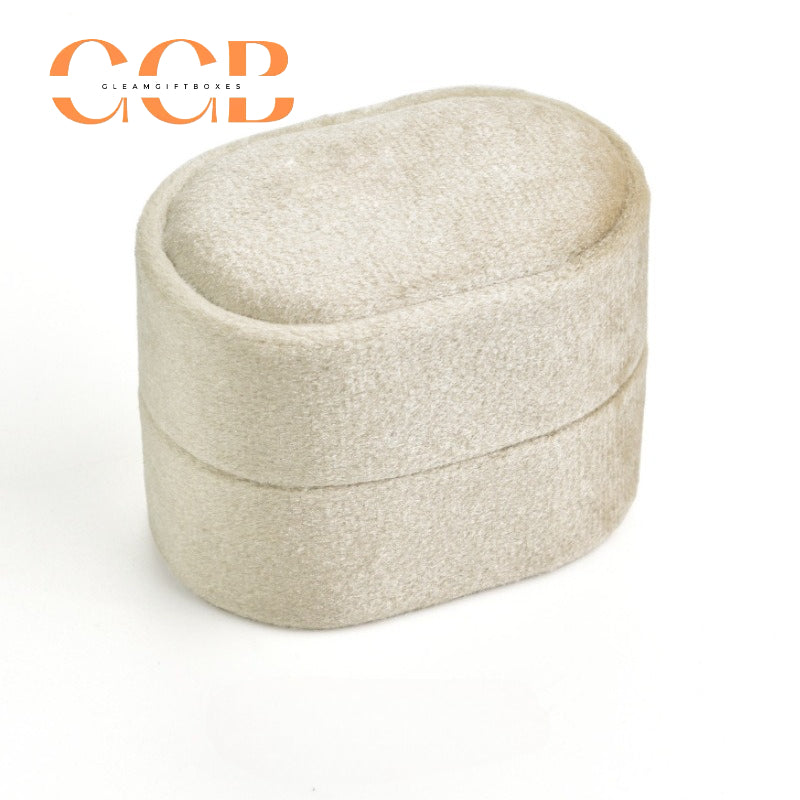 Velvet Oval Ring Box, Single, Double or Triple Slot Jewellery Box，Plush Lined Holder for Wedding & Engagement Rings, Proposal Photo Prop & Bridal Accessory
