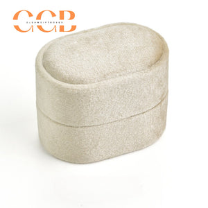 Velvet Oval Ring Box, Single, Double or Triple Slot Jewellery Box，Plush Lined Holder for Wedding & Engagement Rings, Proposal Photo Prop & Bridal Accessory