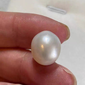 4A 9-15mm Australian White South Sea Baroque Pearl, Near Round Loose Pearl with Strong Luster, Undrilled Half Drilled 1mm or Fully Drilled 0.7mm