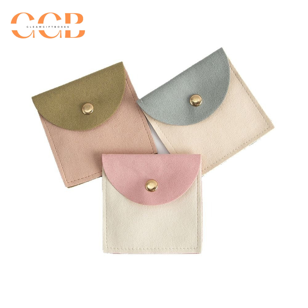 20pcs 8x8cm multi color jewelry pouch, soft suede travel pouch for rings earrings necklaces, customizable jewelry packaging bags