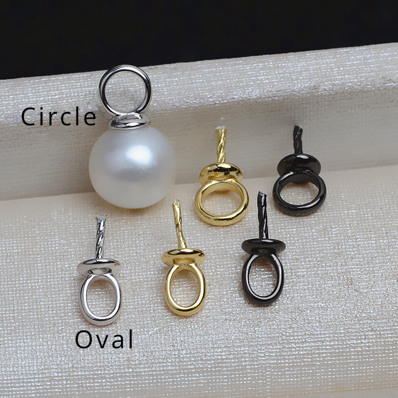 S925 Sterling Silver Simple Circle Pearl Pendant Setting for Jewelry Making