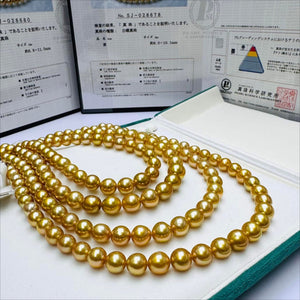 5A 9-15mm Natural Golden South Sea Pearl Bead, Single Undrilled Saltwater Pearl, Round High Luster Luxury Loose Gem for Jewelry Making
