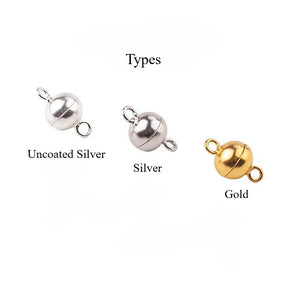 925 Sterling Silver Magnetic Clasp for Necklace and Bracelet, 6mm 8mm
