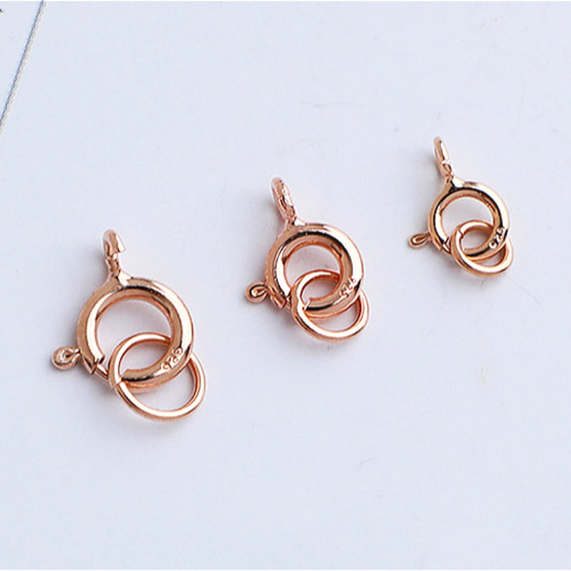 5mm 6mm 7mm, 10pcs S925 Sterling Silver Spring Buckle with Closed Ring