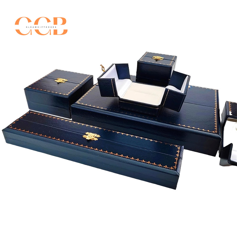 Vintage dark blue double door mini jewelry box for proposal