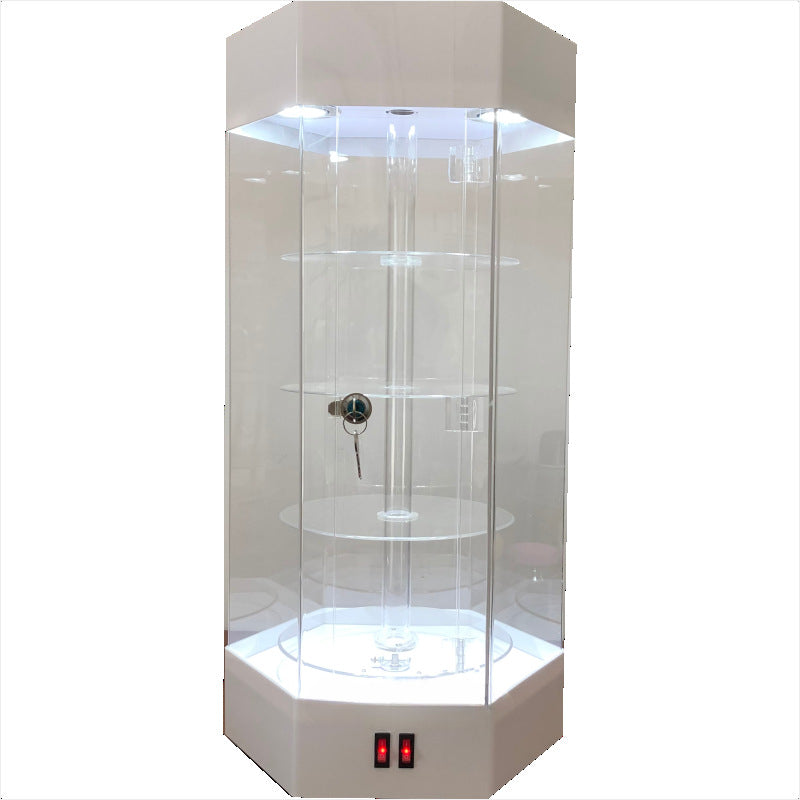 Rotating acrylic jewelry display cabinet, cosmetic and watch showcase stand