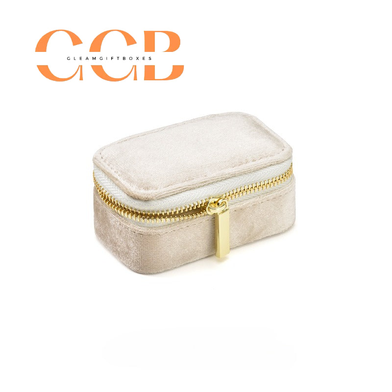 Velvet Mini Travel Jewelry Case, Zippered Organizer with Ring Slots for Rings & Earrings, Bridesmaid Gift & Travel Accessory