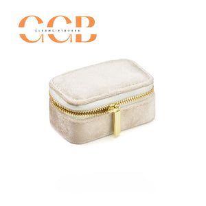 Velvet Mini Travel Jewelry Case, Zippered Organizer with Ring Slots for Rings & Earrings, Bridesmaid Gift & Travel Accessory
